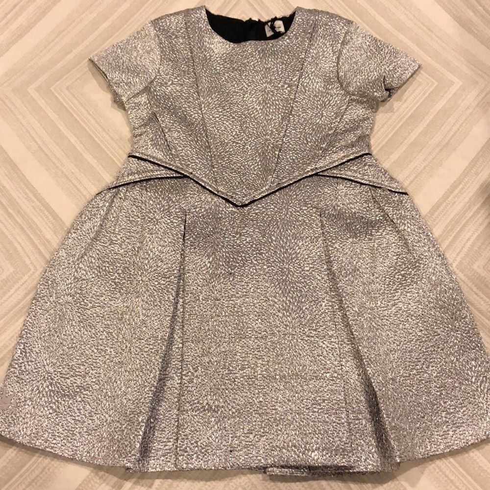 No Sugar Added Girls Silver Pleated Dress